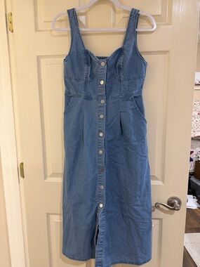 Blue Denim Midi Dress